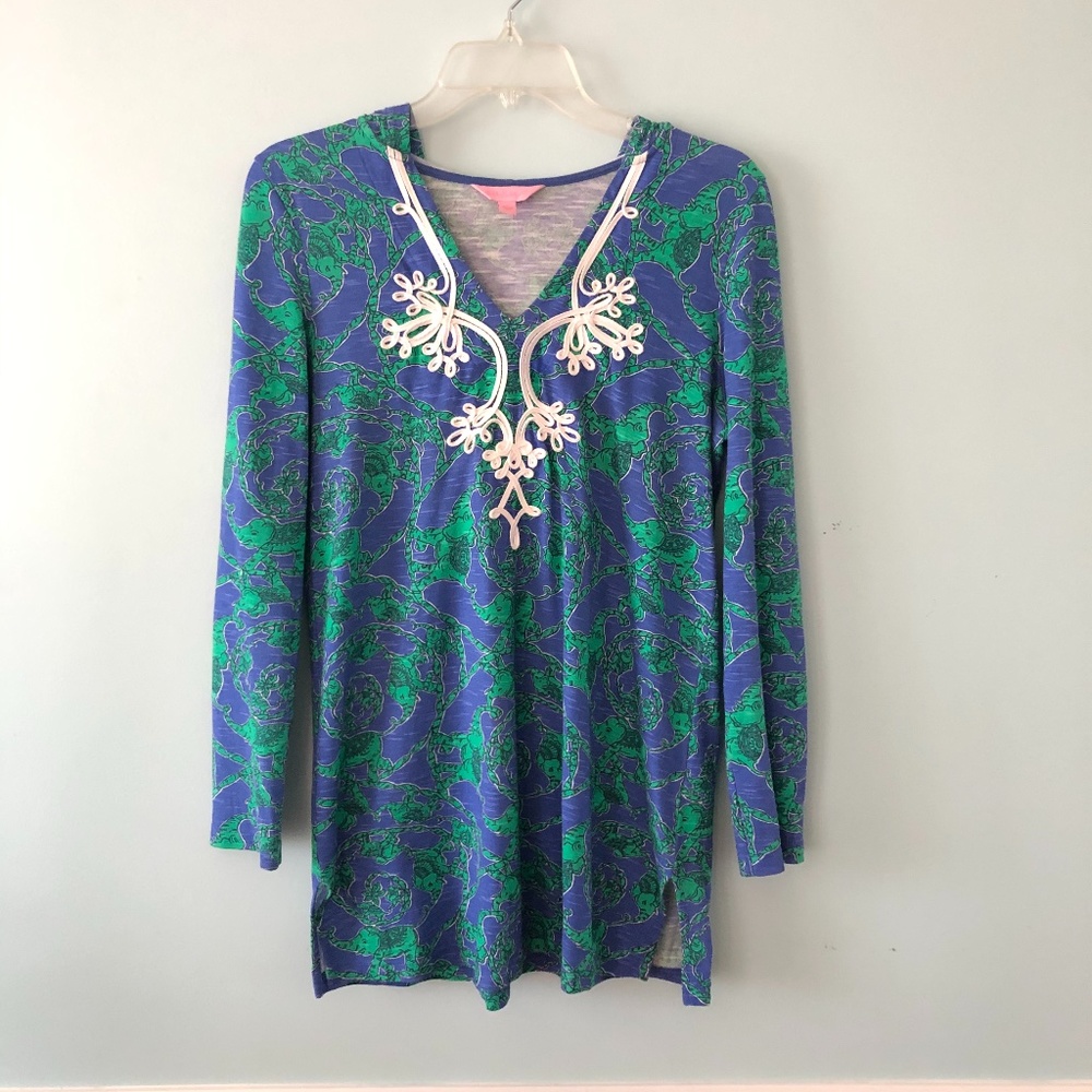 Lilly Pulitzer Loopy Elephants hooded cover up